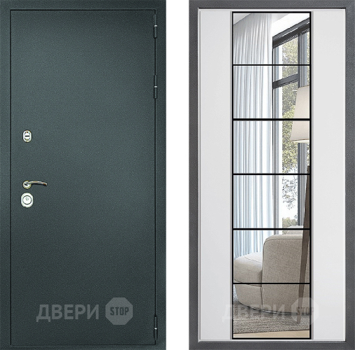 Дверь Дверной континент Рубикон Серебро Дизайн ФЛЗ-2 Зеркало Белый софт в Наро-Фоминске