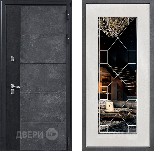 Дверь Дверной континент ДК-15 Бетон ТЕРМО ФЛ-Тиффани Зеркало Белое дерево в Наро-Фоминске