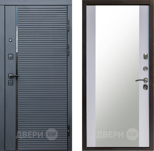 Дверь Престиж Черная Линия Зеркало Белый софт в Наро-Фоминске