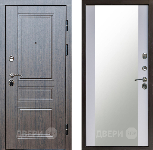 Входная металлическая Дверь Престиж Классика Венге Зеркало Белый софт в Наро-Фоминске