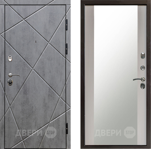 Входная металлическая Дверь Престиж Лучи Зеркало Лиственница белая в Наро-Фоминске