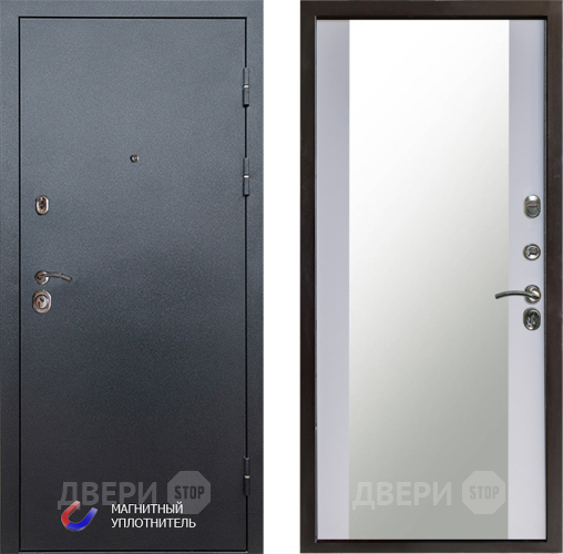 Дверь Престиж Графит Зеркало Белый софт в Наро-Фоминске