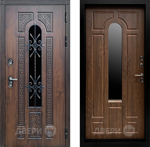 Входная металлическая Дверь Престиж TERMO с терморазрывом Лацио Дуб с окном и ковкой Дуб в Наро-Фоминске