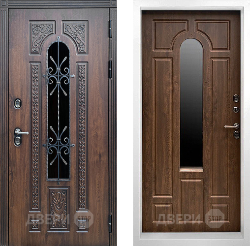 Входная металлическая Дверь Престиж TERMO с терморазрывом Лацио Дуб White с окном и ковкой Дуб в Наро-Фоминске