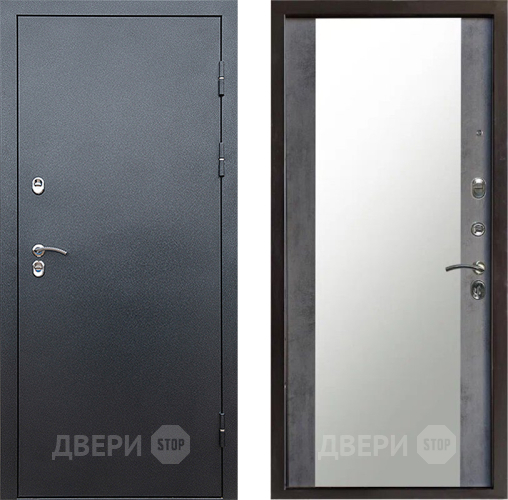 Входная металлическая Дверь Престиж TERMO с терморазрывом Снегирь Серебро Зеркало Бетон темный в Наро-Фоминске