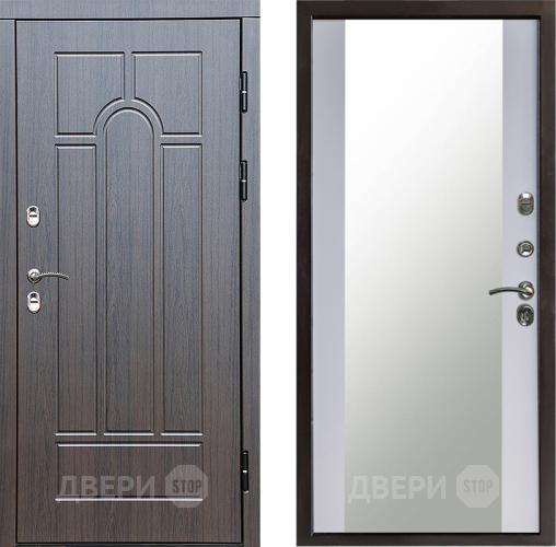 Входная металлическая Дверь Престиж TERMO с терморазрывом Арка Зеркало Белый софт в Наро-Фоминске