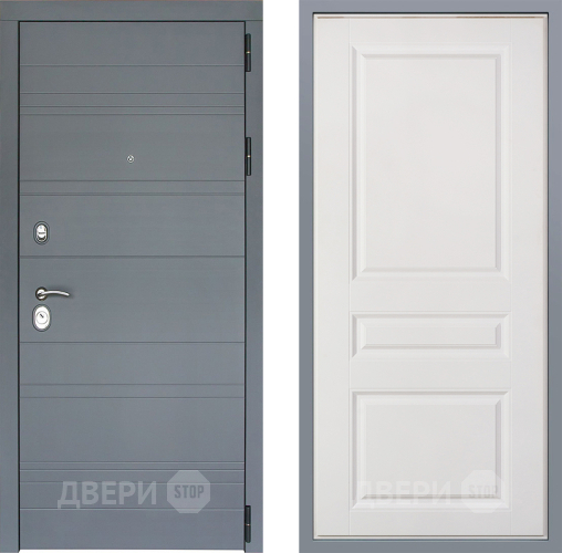 Дверь Заводские двери Лира Софт графит Стокгольм Белый софт в Наро-Фоминске