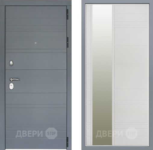 Дверь Заводские двери Лира Софт графит Зеркало Лира Белый софт в Наро-Фоминске
