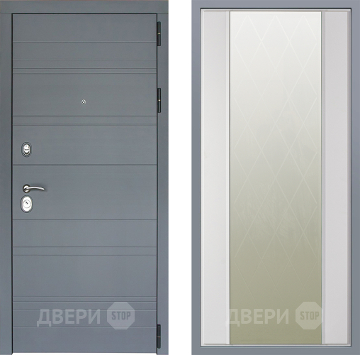 Дверь Заводские двери Лира Софт графит Зеркало Ампир Белый софт в Наро-Фоминске
