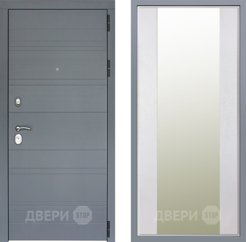 Дверь Заводские двери Лира Софт графит Зеркало Макси Белый шелк в Наро-Фоминске