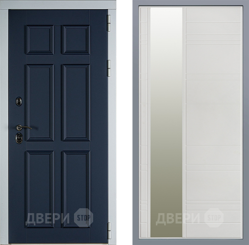 Дверь Заводские двери Стокгольм Зеркало Лира Белый софт в Наро-Фоминске
