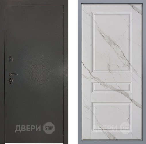 Дверь Заводские двери Эталон 3к антик серебро Стокгольм Мрамор белый в Наро-Фоминске