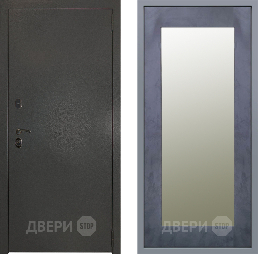 Дверь Заводские двери Эталон 3к антик серебро Зеркало Модерн Бетон темный в Наро-Фоминске