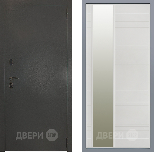 Дверь Заводские двери Эталон 3к антик серебро Зеркало Лира Белый софт в Наро-Фоминске