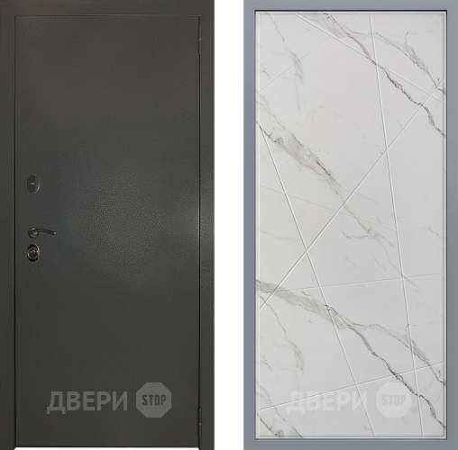 Дверь Заводские двери Эталон 3к антик серебро Флитта Мрамор белый в Наро-Фоминске