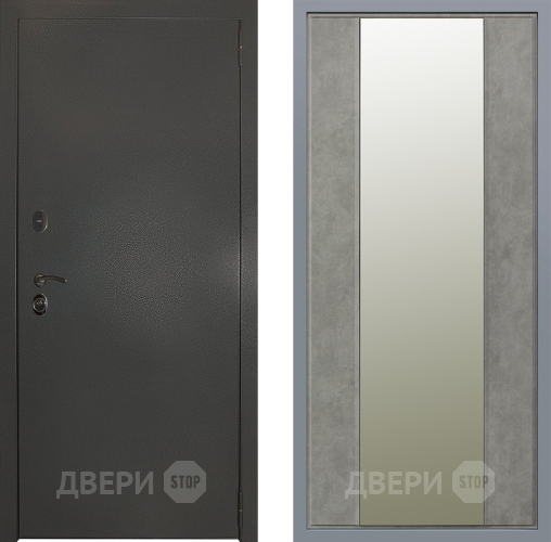 Дверь Заводские двери Эталон 3к антик серебро Зеркало Макси Бетон темный в Наро-Фоминске