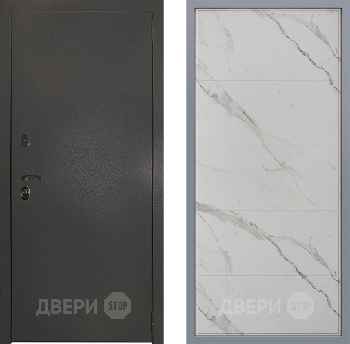 Дверь Заводские двери Эталон 3к антик серебро Тривия Мрамор белый в Наро-Фоминске