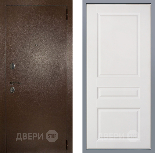 Дверь Заводские двери Эталон 3к антик медь Стокгольм Белый софт в Наро-Фоминске