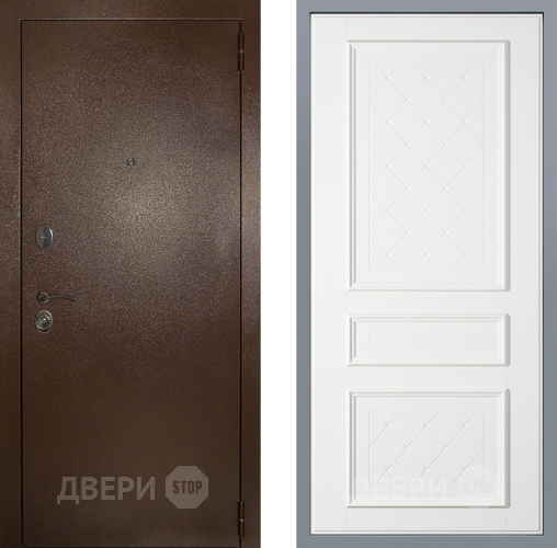 Дверь Заводские двери Эталон 3к антик медь Урбино Белый софт в Наро-Фоминске