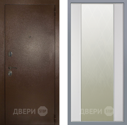 Дверь Заводские двери Эталон 3к антик медь Зеркало Ампир Белый софт в Наро-Фоминске