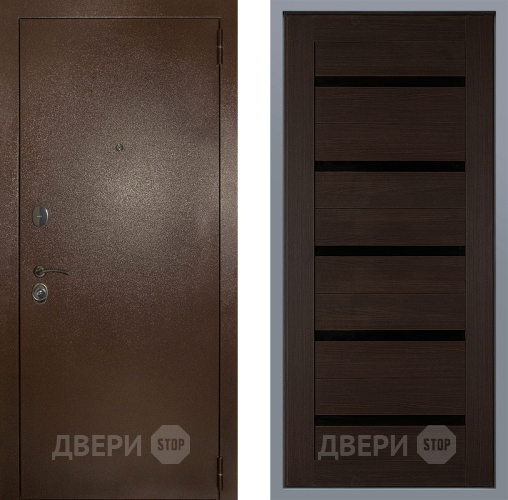 Дверь Заводские двери Эталон 3к антик медь СБ-1 орех тисненый в Наро-Фоминске