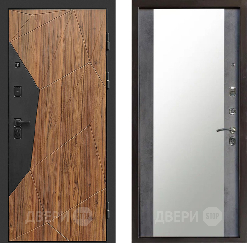Входная металлическая Дверь Престиж Avangard Зеркало Бетон темный в Наро-Фоминске