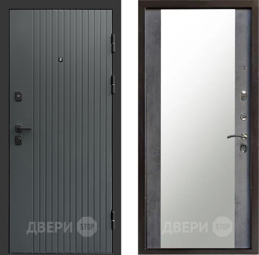 Входная металлическая Дверь Престиж Tvist Grey Зеркало Бетон темный в Наро-Фоминске