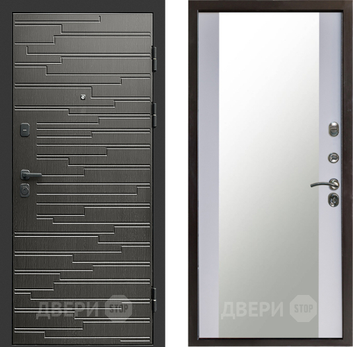 Входная металлическая Дверь Престиж Rivera Зеркало Белый софт в Наро-Фоминске