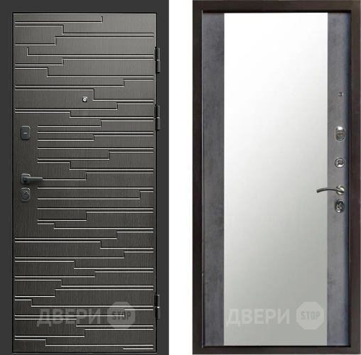 Входная металлическая Дверь Престиж Rivera Зеркало Бетон темный в Наро-Фоминске