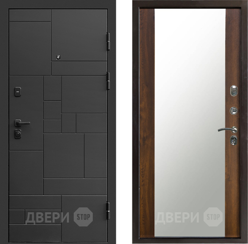 Входная металлическая Дверь Престиж Kvadro Зеркало Дуб в Наро-Фоминске