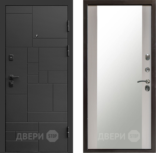 Входная металлическая Дверь Престиж Kvadro Зеркало Лиственница белая в Наро-Фоминске