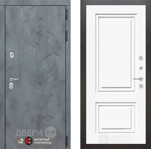 Входная металлическая Дверь Лабиринт (LABIRINT) Бетон 26 Белый (RAL-9003) в Наро-Фоминске