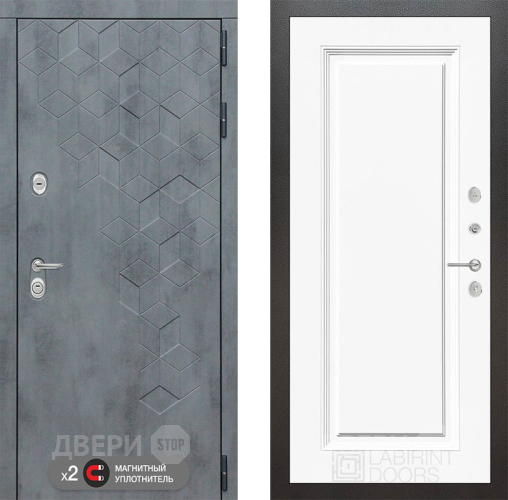 Входная металлическая Дверь Лабиринт (LABIRINT) Бетон 27 Белый (RAL-9003) в Наро-Фоминске
