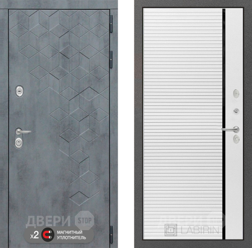 Входная металлическая Дверь Лабиринт (LABIRINT) Бетон 22 Белый софт в Наро-Фоминске