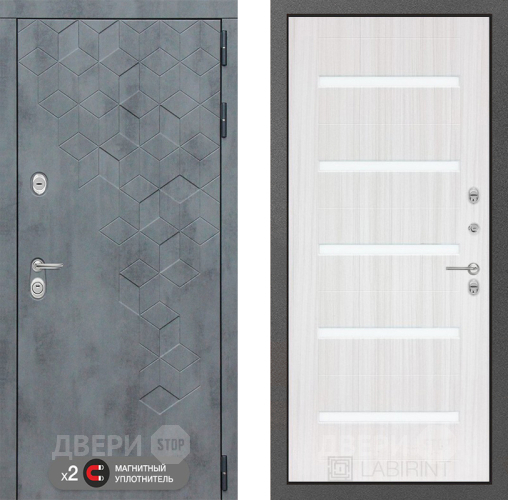 Входная металлическая Дверь Лабиринт (LABIRINT) Бетон 01 Сандал белый в Наро-Фоминске