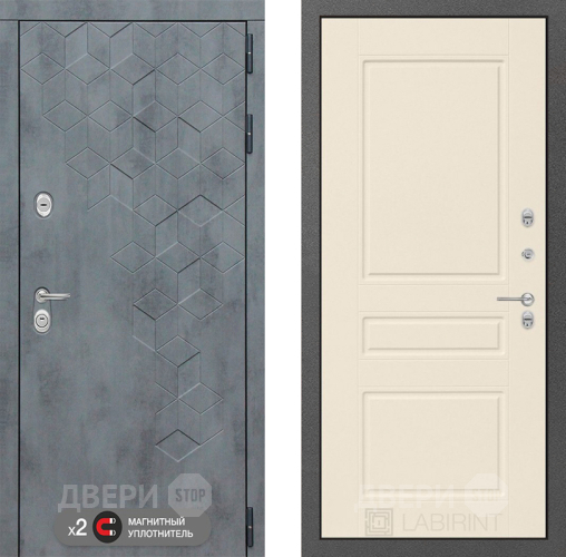 Входная металлическая Дверь Лабиринт (LABIRINT) Бетон 03 Крем софт в Наро-Фоминске