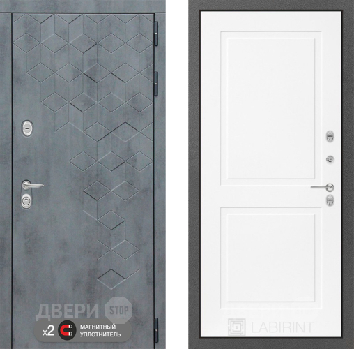 Входная металлическая Дверь Лабиринт (LABIRINT) Бетон 11 Белый софт в Наро-Фоминске