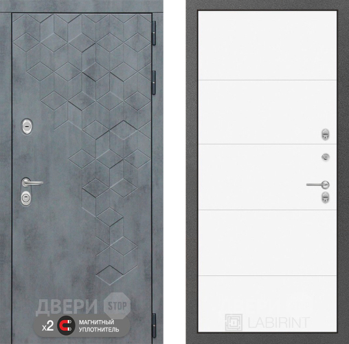 Входная металлическая Дверь Лабиринт (LABIRINT) Бетон 13 Белый софт в Наро-Фоминске