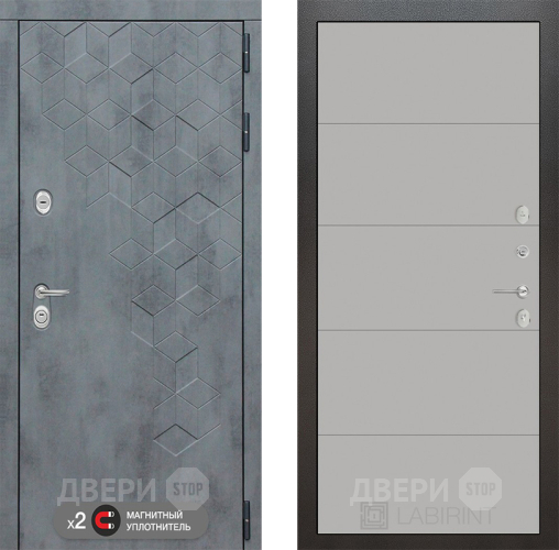Входная металлическая Дверь Лабиринт (LABIRINT) Бетон 13 Грей софт в Наро-Фоминске