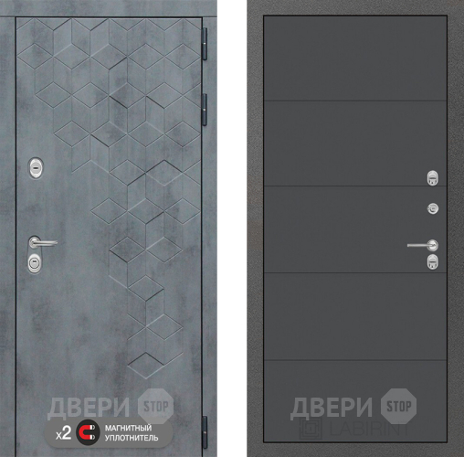 Входная металлическая Дверь Лабиринт (LABIRINT) Бетон 13 Графит софт в Наро-Фоминске