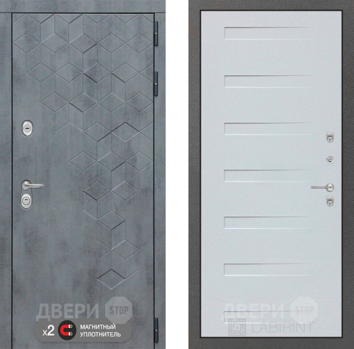 Входная металлическая Дверь Лабиринт (LABIRINT) Бетон 14 Дуб кантри белый горизонтальный в Наро-Фоминске