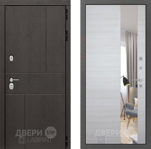 Входная металлическая Дверь Лабиринт (LABIRINT) Urban Зеркало Акация светлая в Наро-Фоминске