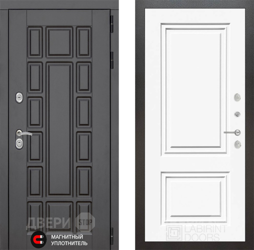 Входная металлическая Дверь Лабиринт (LABIRINT) New York 26 Белый (RAL-9003) в Наро-Фоминске