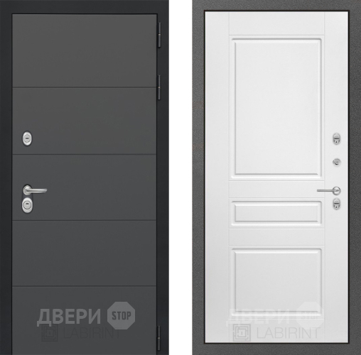 Входная металлическая Дверь Лабиринт (LABIRINT) Art 03 Белый софт в Наро-Фоминске
