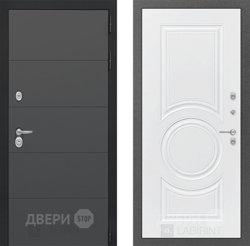 Входная металлическая Дверь Лабиринт (LABIRINT) Art 23 Белый софт в Наро-Фоминске