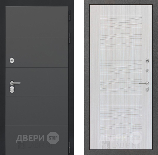 Входная металлическая Дверь Лабиринт (LABIRINT) Art 06 Сандал белый в Наро-Фоминске