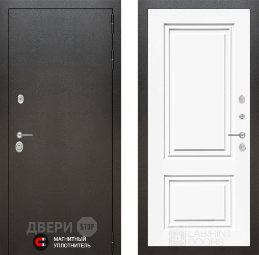 Входная металлическая Дверь Лабиринт (LABIRINT) Silver 26 Белый (RAL-9003) в Наро-Фоминске
