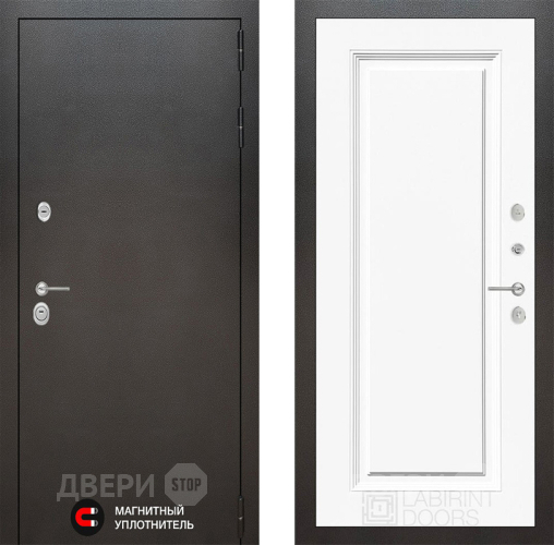 Входная металлическая Дверь Лабиринт (LABIRINT) Silver 27 Белый (RAL-9003) в Наро-Фоминске