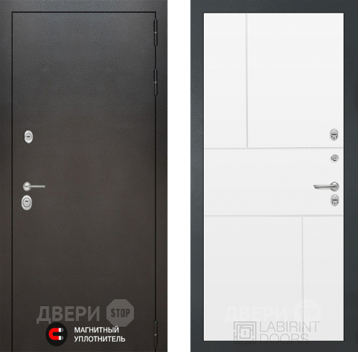Входная металлическая Дверь Лабиринт (LABIRINT) Silver 21 Белый софт в Наро-Фоминске