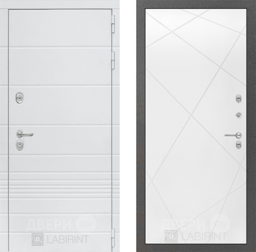 Входная металлическая Дверь Лабиринт (LABIRINT) Трендо 24 Белый софт в Наро-Фоминске